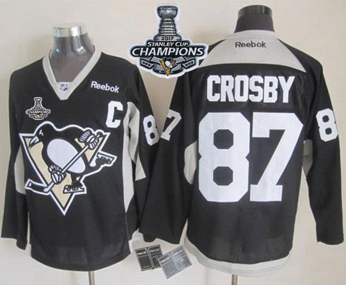 Penguins #87 Sidney Crosby Black Practice Stanley Cup Finals Champions Stitched NHL Jersey